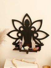 ZenAura - Boho Buddha Houten Wandplank met Lotus Crystal Display